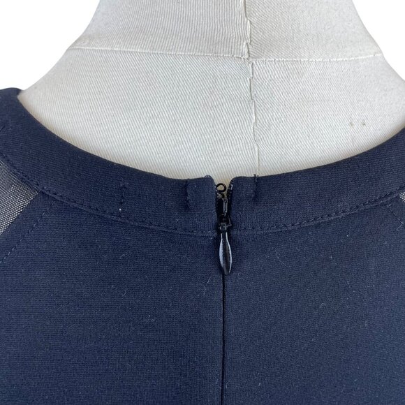 Banana Republic Womens Black Sleeveless Mesh Contrast Back Zip Blouse Size M - Picture 4 of 7